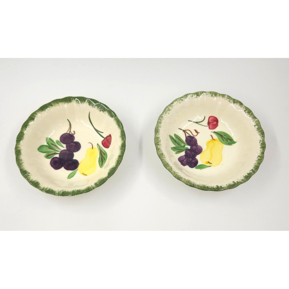 2 Blue Ridge Southern Pottery 6" Cereal Bowls Fruit Fantasy Cherries Berries